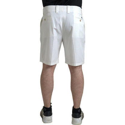 Dolce & Gabbana White Cotton Stretch Men Bermuda Denim Shorts Dolce & Gabbana