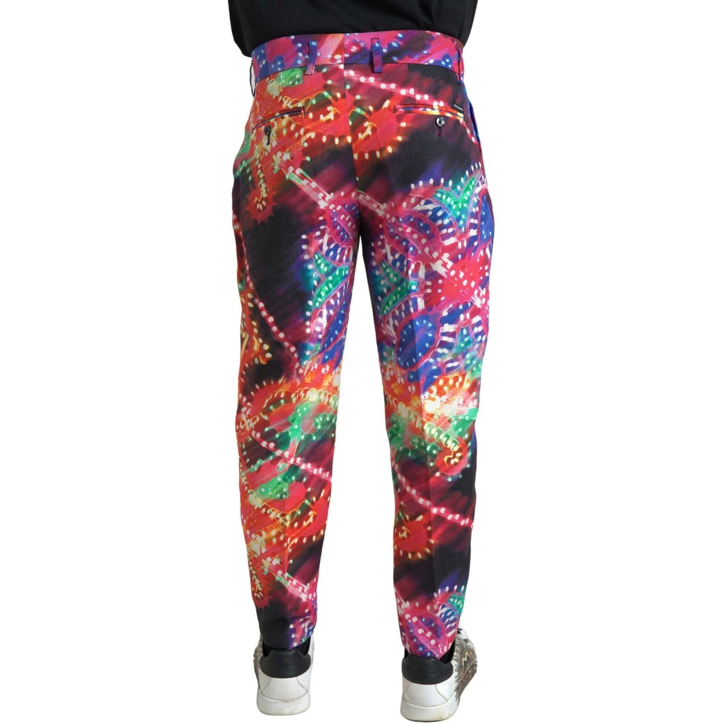 Dolce & Gabbana Multicolor Printed Linen Men Trouser Pants Dolce & Gabbana