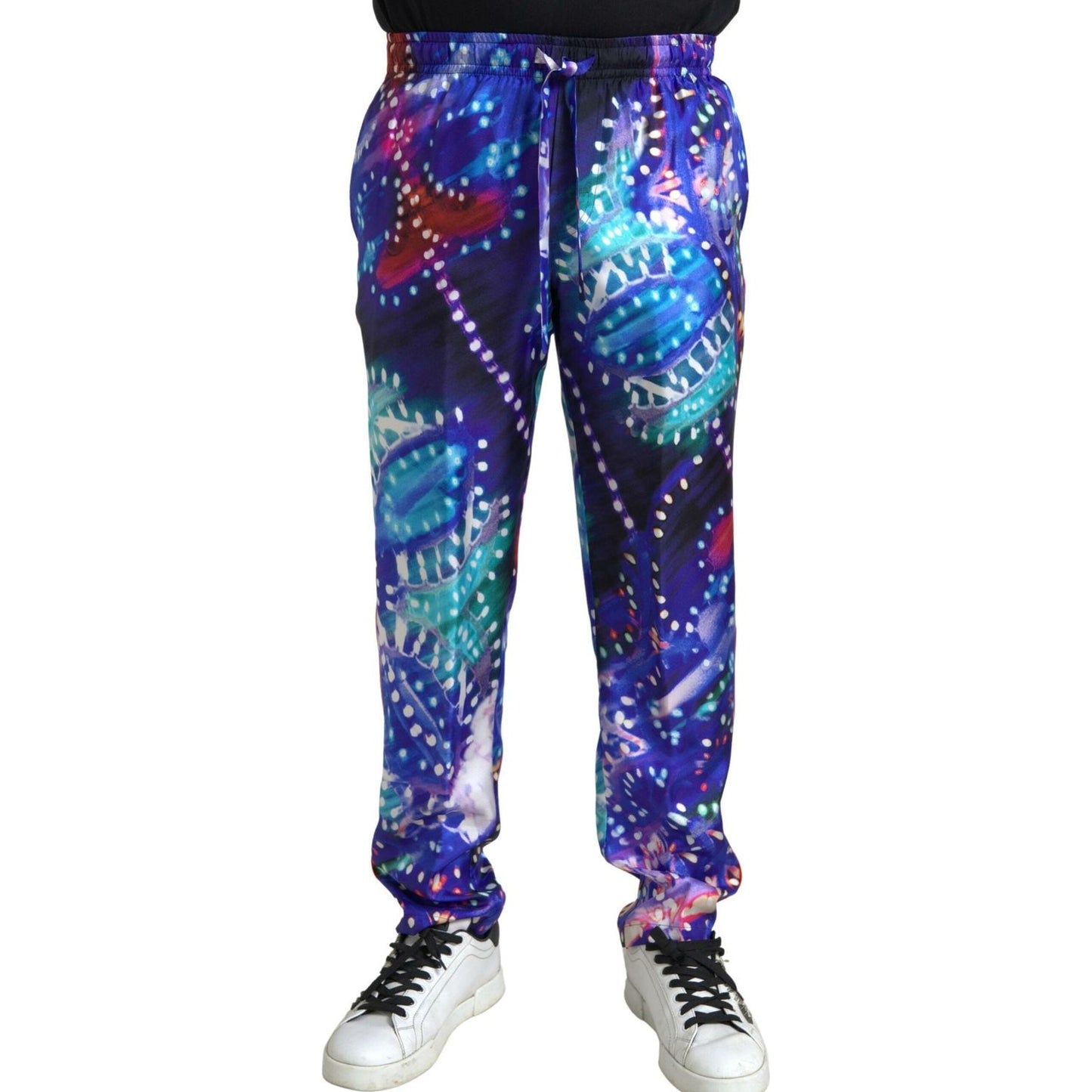Dolce & Gabbana Multicolor Printed Silk Men Trouser Pants Dolce & Gabbana
