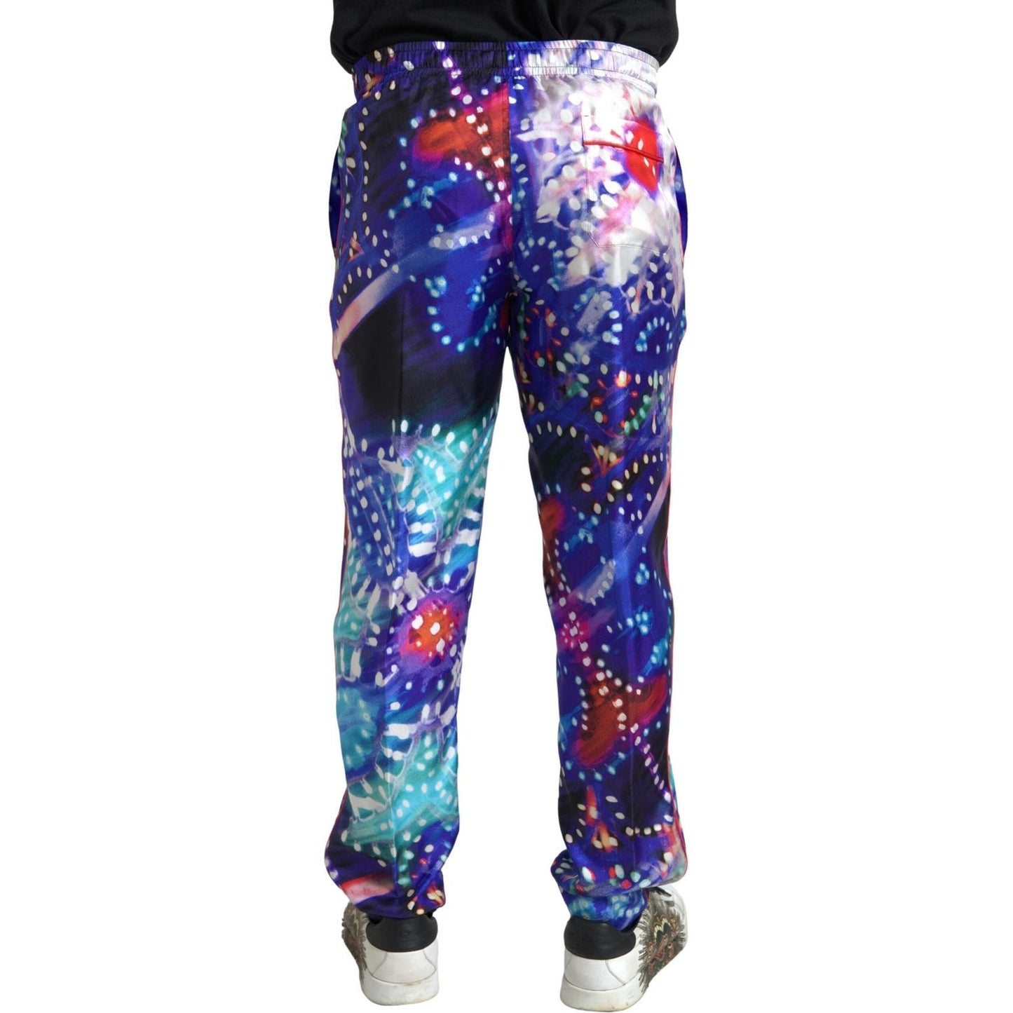 Dolce & Gabbana Multicolor Printed Silk Men Trouser Pants Dolce & Gabbana