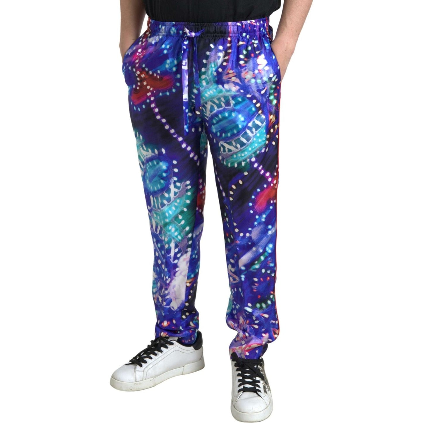 Dolce & Gabbana Multicolor Printed Silk Men Trouser Pants Dolce & Gabbana