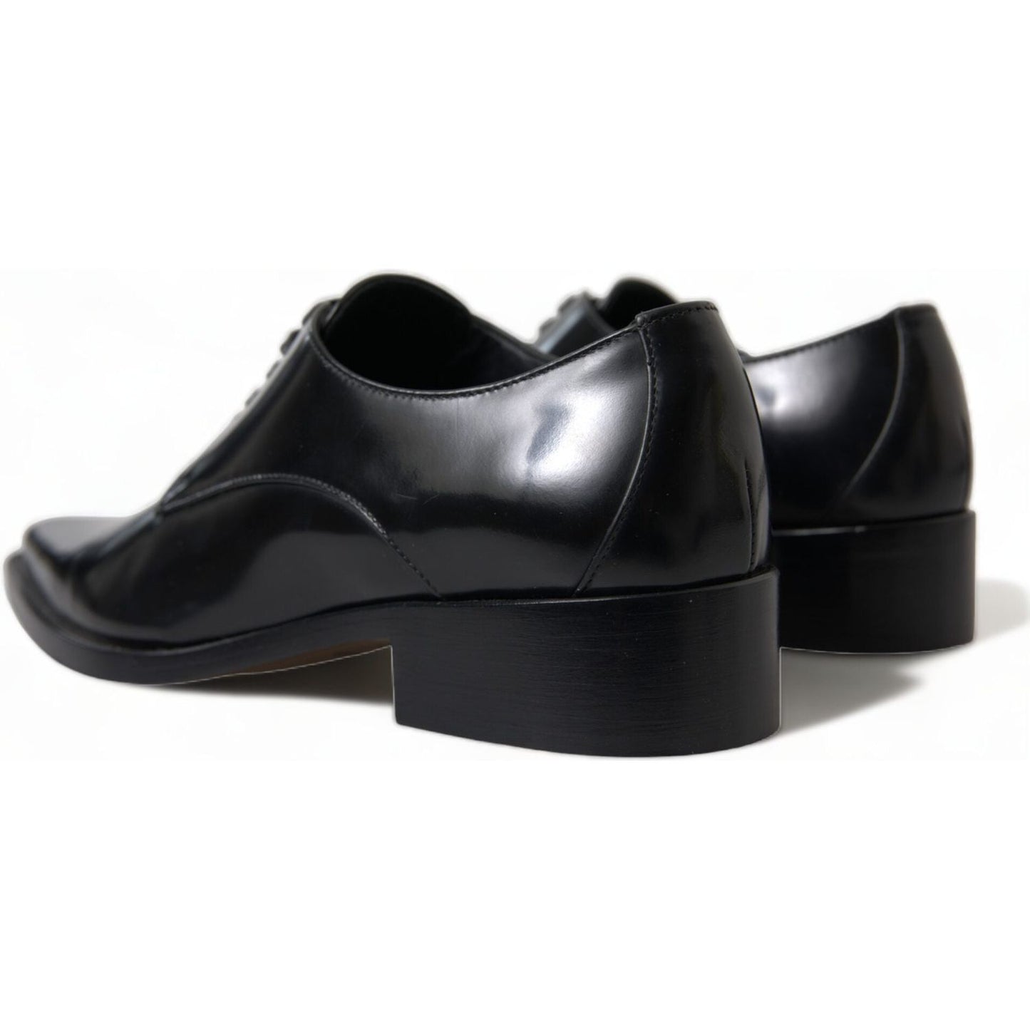 Dolce & Gabbana Black Leather Lace Up Formal Flats Shoes Dolce & Gabbana