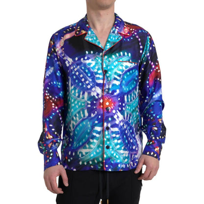 Dolce & Gabbana Multicolor Silk Psychedelic Print Men Pajama Shirt Dolce & Gabbana