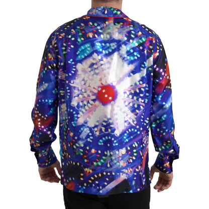 Dolce & Gabbana Multicolor Silk Psychedelic Print Men Pajama Shirt Dolce & Gabbana