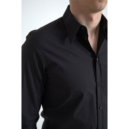 Dolce & Gabbana Black Cotton Men Long Sleeves MARTINI Shirt Dolce & Gabbana