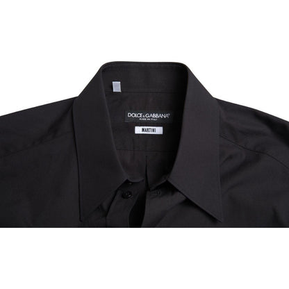 Dolce & Gabbana Black Cotton Men Long Sleeves MARTINI Shirt Dolce & Gabbana