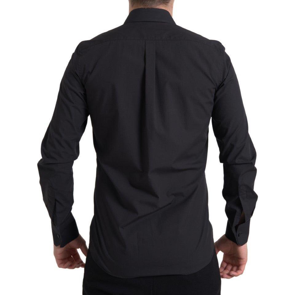 Dolce & Gabbana Black Cotton Men Long Sleeves MARTINI Shirt Dolce & Gabbana