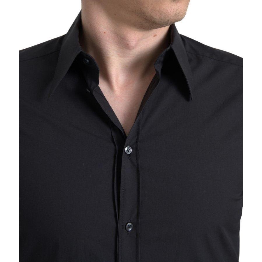Dolce & Gabbana Black Cotton Men Long Sleeves MARTINI Shirt Dolce & Gabbana