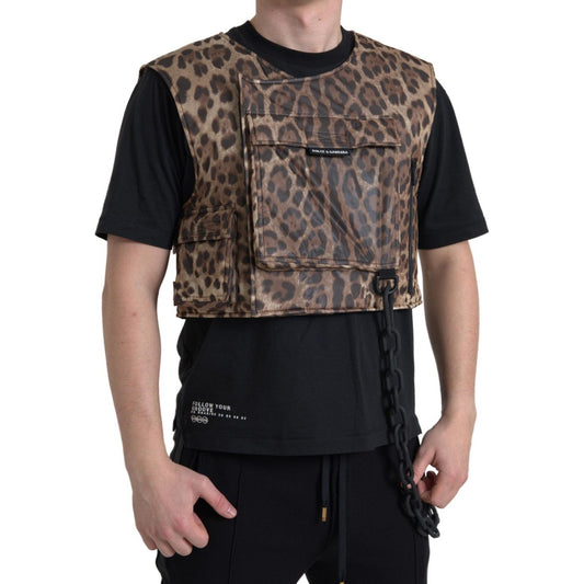 Dolce & Gabbana Brown Leopard Silk Sleeveless Sportswear TSH84202-54