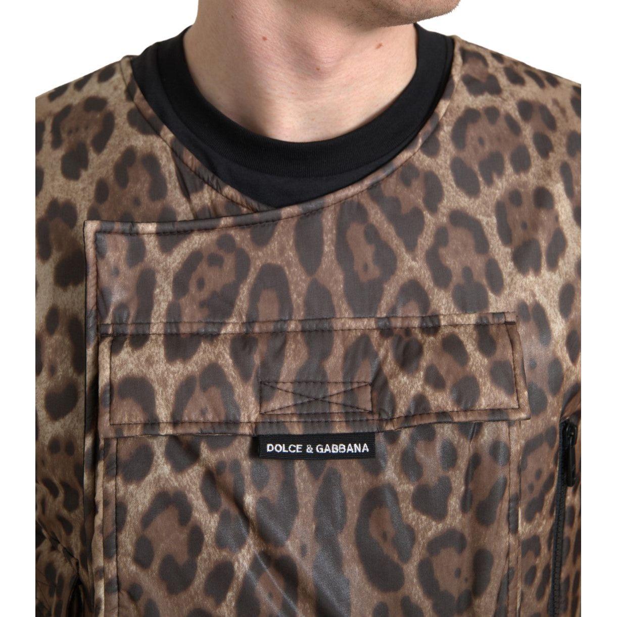 Dolce & Gabbana Brown Leopard Silk Sleeveless Sportswear TSH84202-54