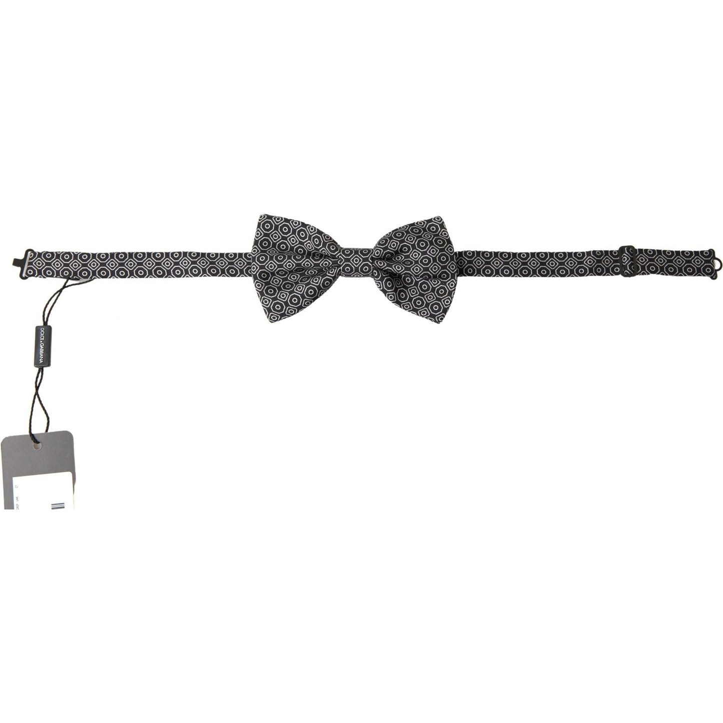 Dolce & Gabbana Black White Pattern Adjustable Neck Papillon Bow Tie