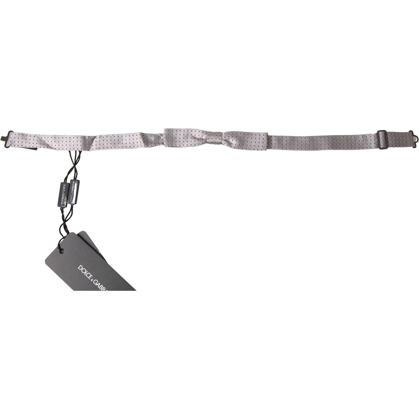 Dolce & Gabbana Gray Dotted Silk Adjustable Men Neck Papillon Bow Tie FT3795