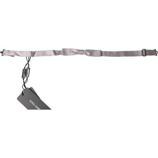 Dolce & Gabbana Gray Dotted Silk Adjustable Men Neck Papillon Bow Tie FT3795