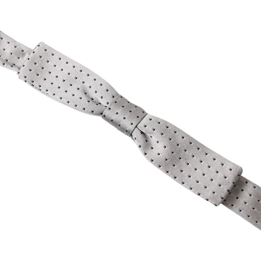 Dolce & Gabbana Gray Dotted Silk Adjustable Men Neck Papillon Bow Tie FT3795