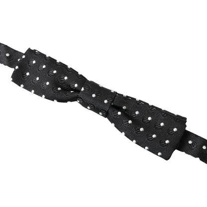 Dolce & Gabbana Black Polka Dot Silk Adjustable Men Neck Papillon Bow Tie