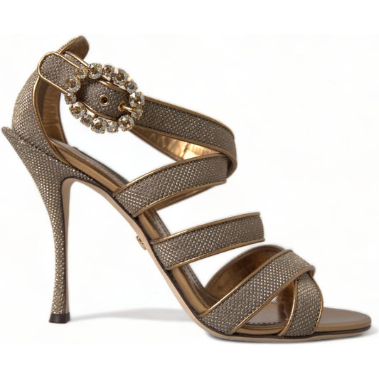 Dolce & Gabbana Bronze Crystal Stiletto Heels Sandals LA10318-40