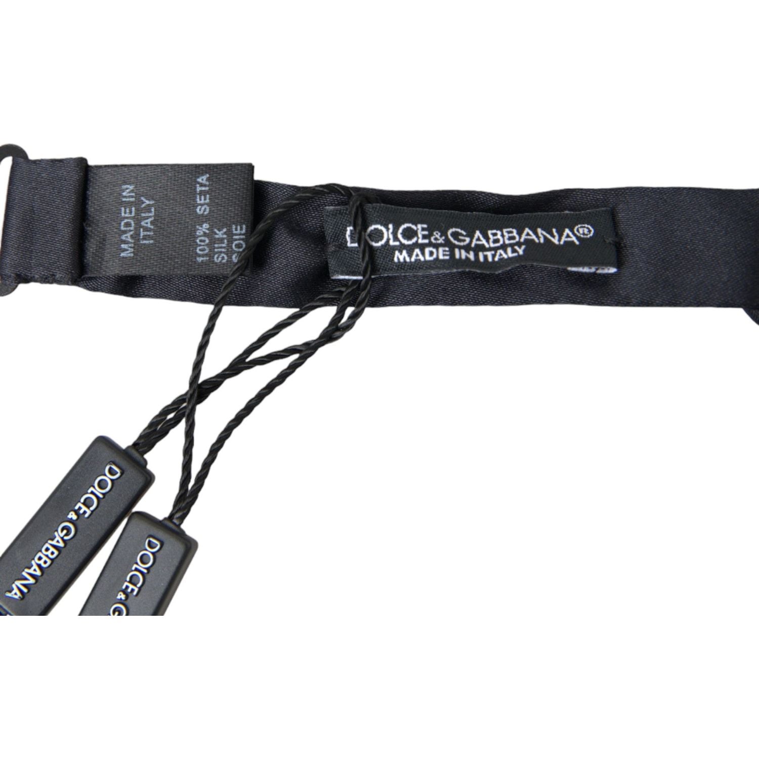 Dolce & Gabbana Dark Blue Silk Satin Adjustable Neck Men Papillon Bow Tie