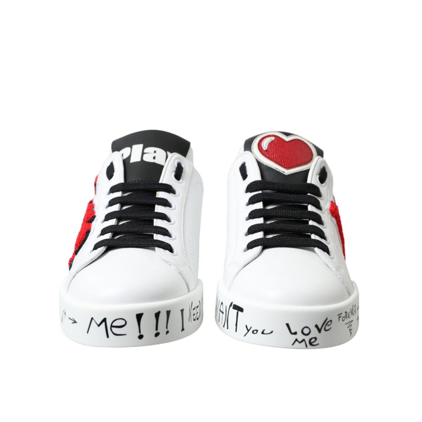 Dolce & Gabbana White Love Patch Portofino Classic Sneakers Shoes