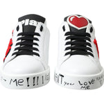 Dolce & Gabbana White Love Patch Portofino Classic Sneakers Shoes LA10478-36