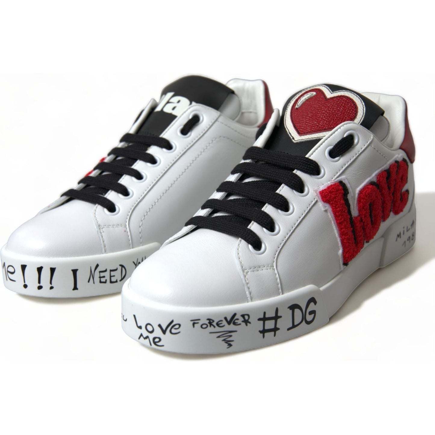 Dolce & Gabbana White Love Patch Portofino Classic Sneakers Shoes LA10478-36