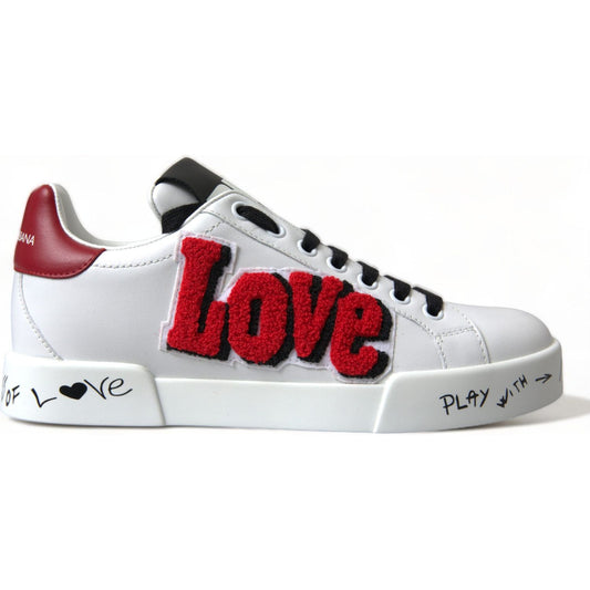 Dolce & Gabbana White Love Patch Portofino Classic Sneakers Shoes LA10478-36