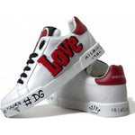 Dolce & Gabbana White Love Patch Portofino Classic Sneakers Shoes LA10478-36