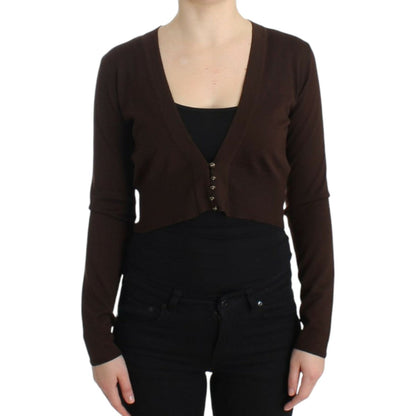 Cavalli Brown cropped wool cardigan