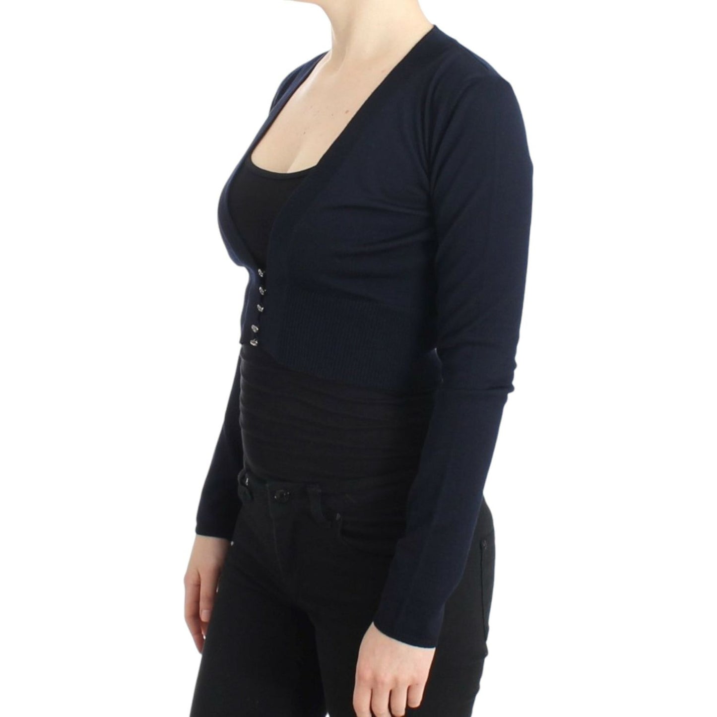 Cavalli Blue cropped wool cardigan