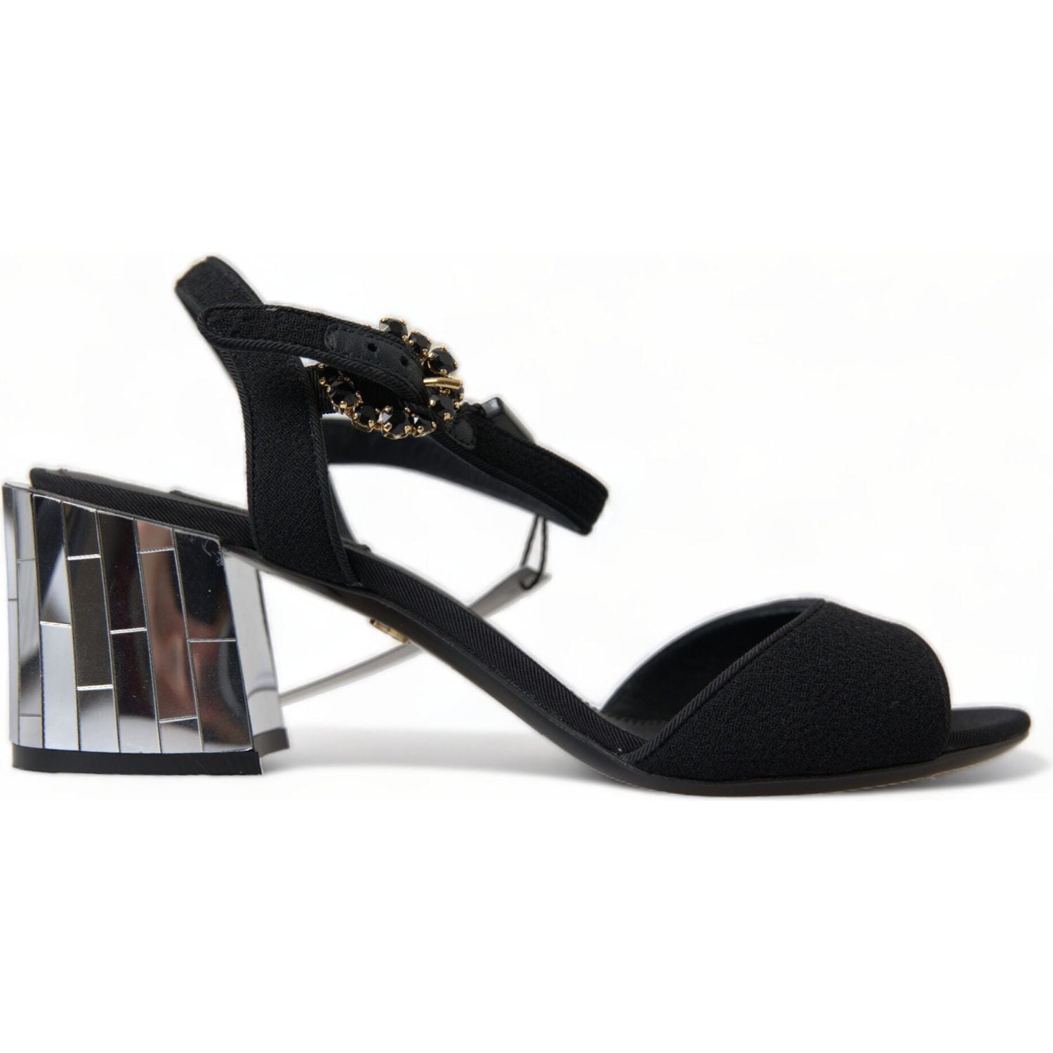 Dolce & Gabbana Black Crystals Ankle Strap Sandals Shoes