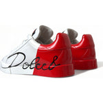 Dolce & Gabbana White Red Lace Up Womens Low Top Sneakers Shoes LA10440-36