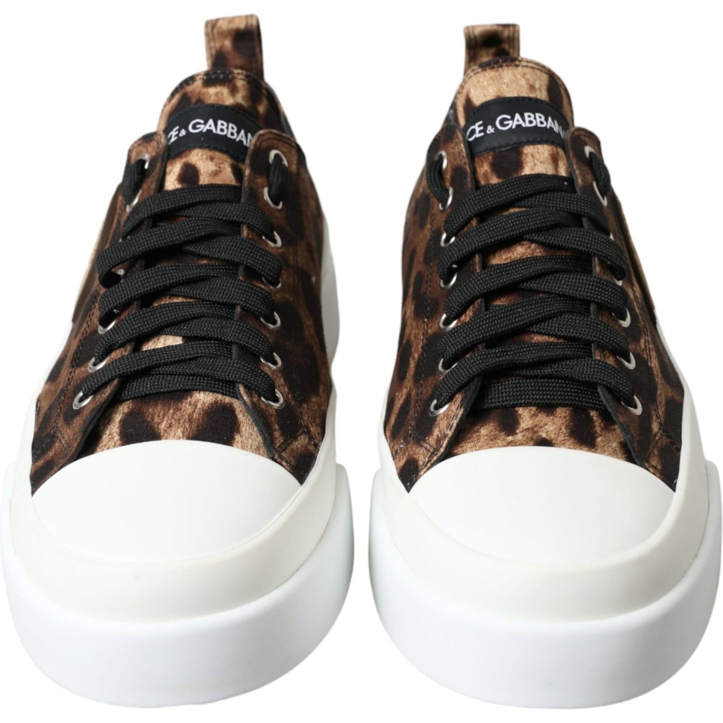 Dolce & Gabbana Brown Leopard Canvas Sneakers Shoes MV5235-44.5