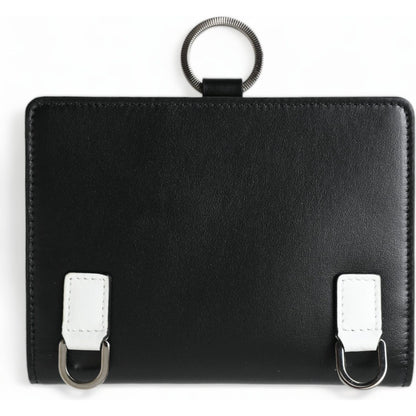 Dolce & Gabbana Black Leather Crystal Embellished Card Holder Wallet