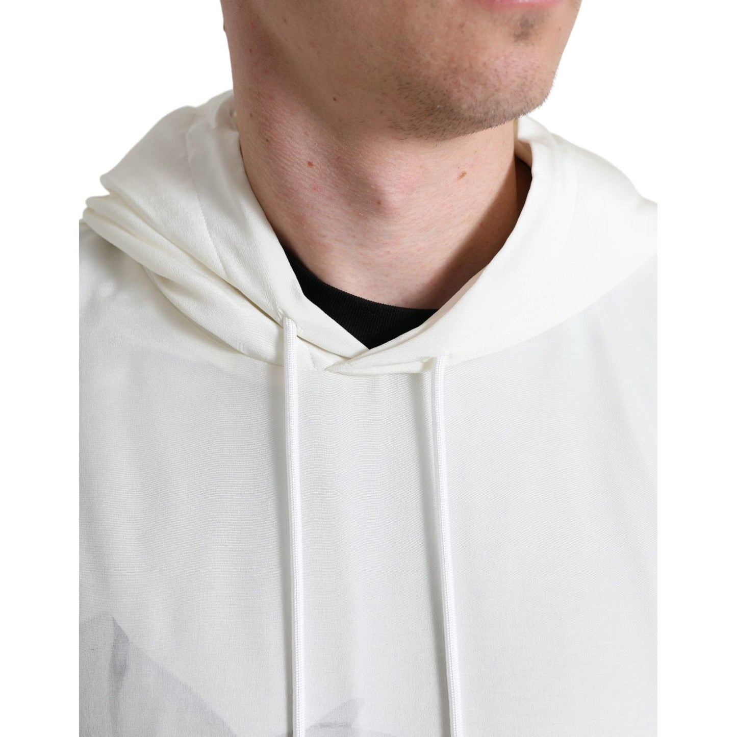 Dolce & Gabbana White Floral Print Hooded Pullover Sweater Dolce & Gabbana