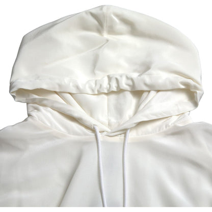 Dolce & Gabbana White Floral Print Hooded Pullover Sweater Dolce & Gabbana