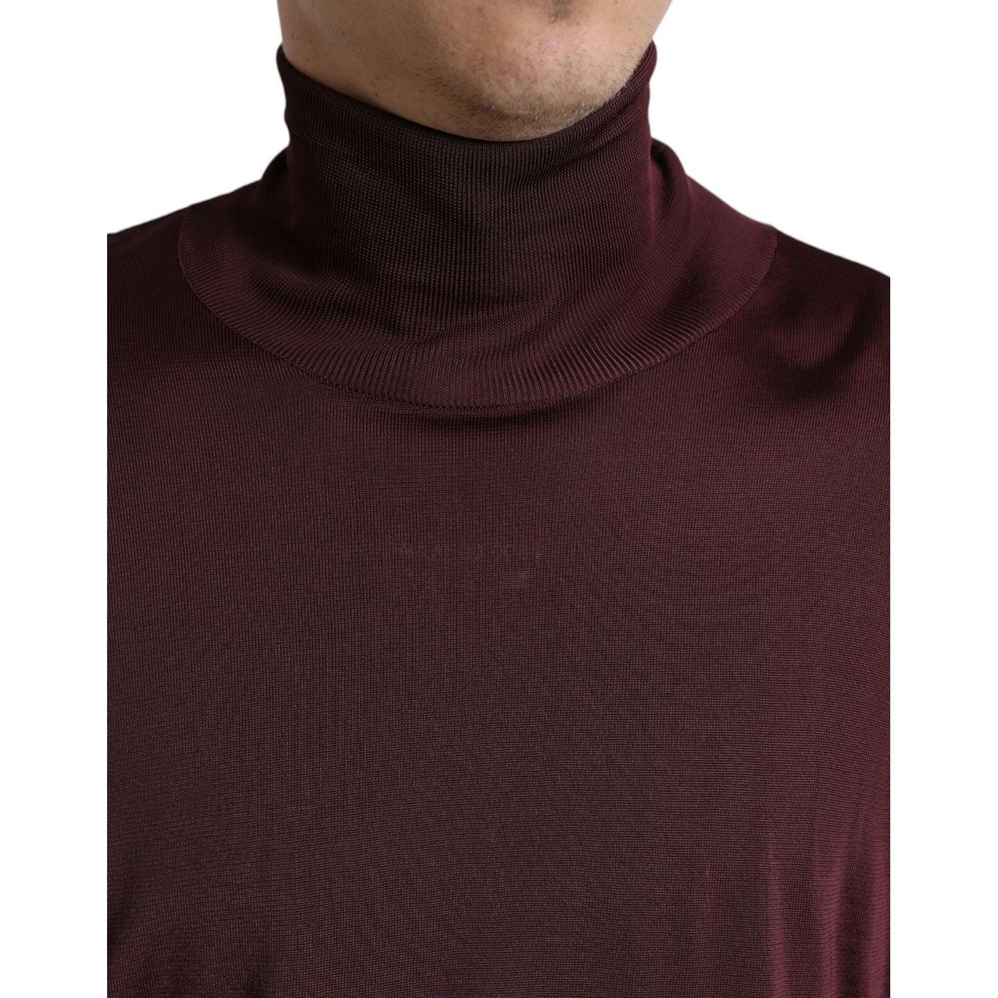 Dolce & Gabbana Maroon Viscose Turtleneck Pullover Sweater Dolce & Gabbana