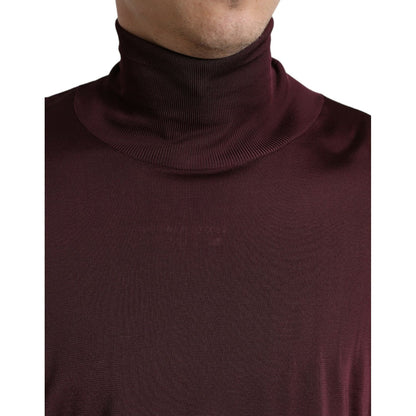 Dolce & Gabbana Maroon Viscose Turtleneck Pullover Sweater Dolce & Gabbana