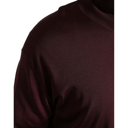 Dolce & Gabbana Maroon Viscose Turtleneck Pullover Sweater Dolce & Gabbana