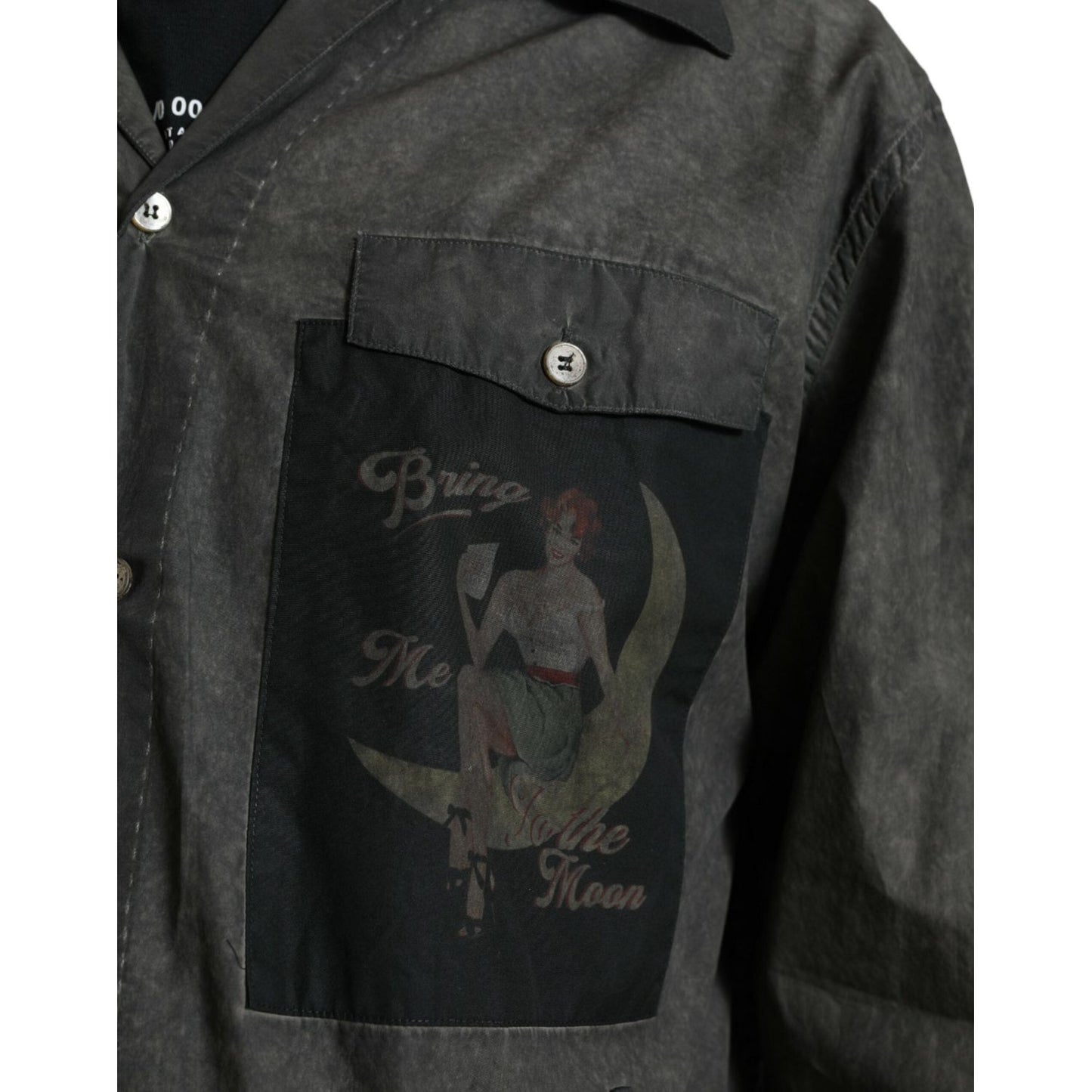 Dolce & Gabbana Dark Gray Cotton Collared Long Sleeves Shirt Dolce & Gabbana
