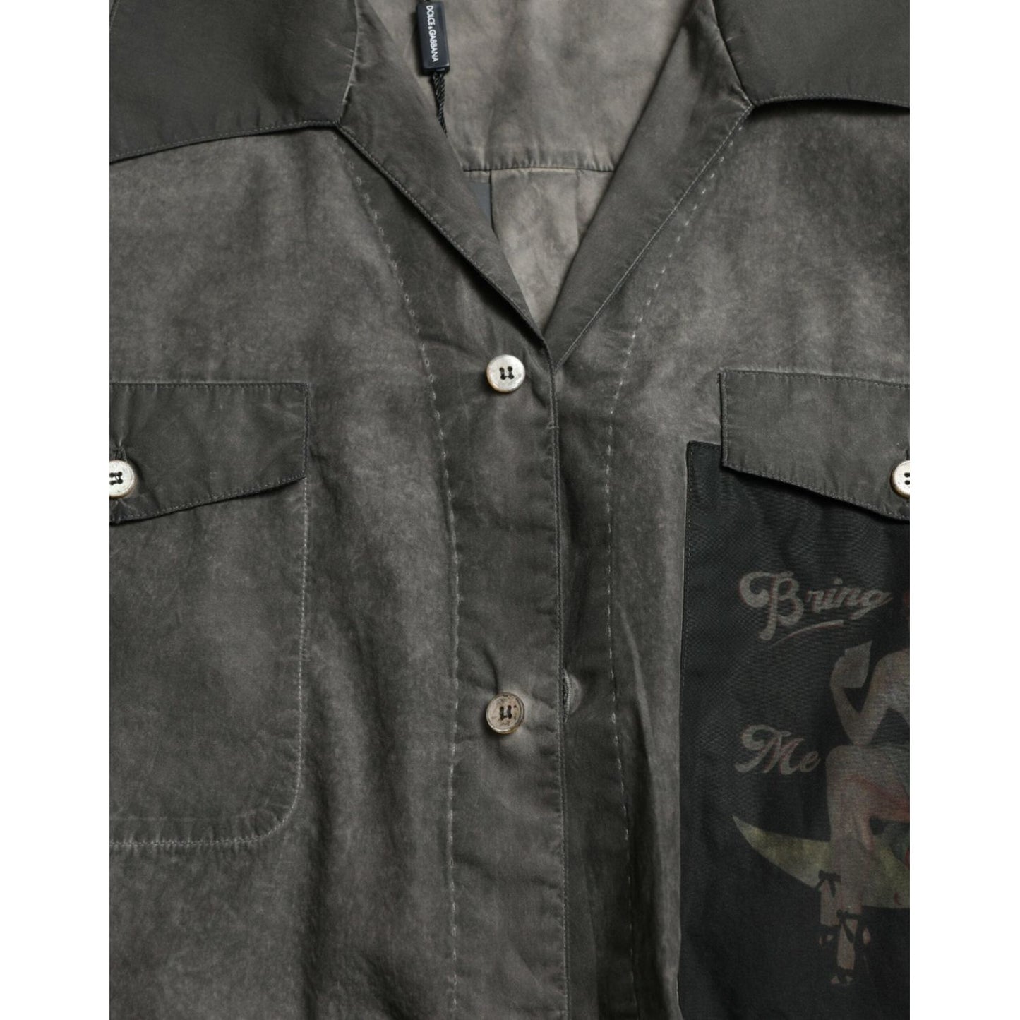Dolce & Gabbana Dark Gray Cotton Collared Long Sleeves Shirt Dolce & Gabbana