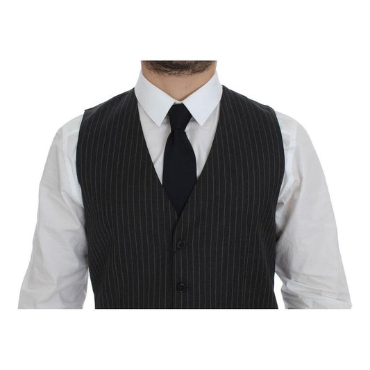 Dolce & Gabbana Gray Striped Wool Single Breasted Vest GSS12012-1