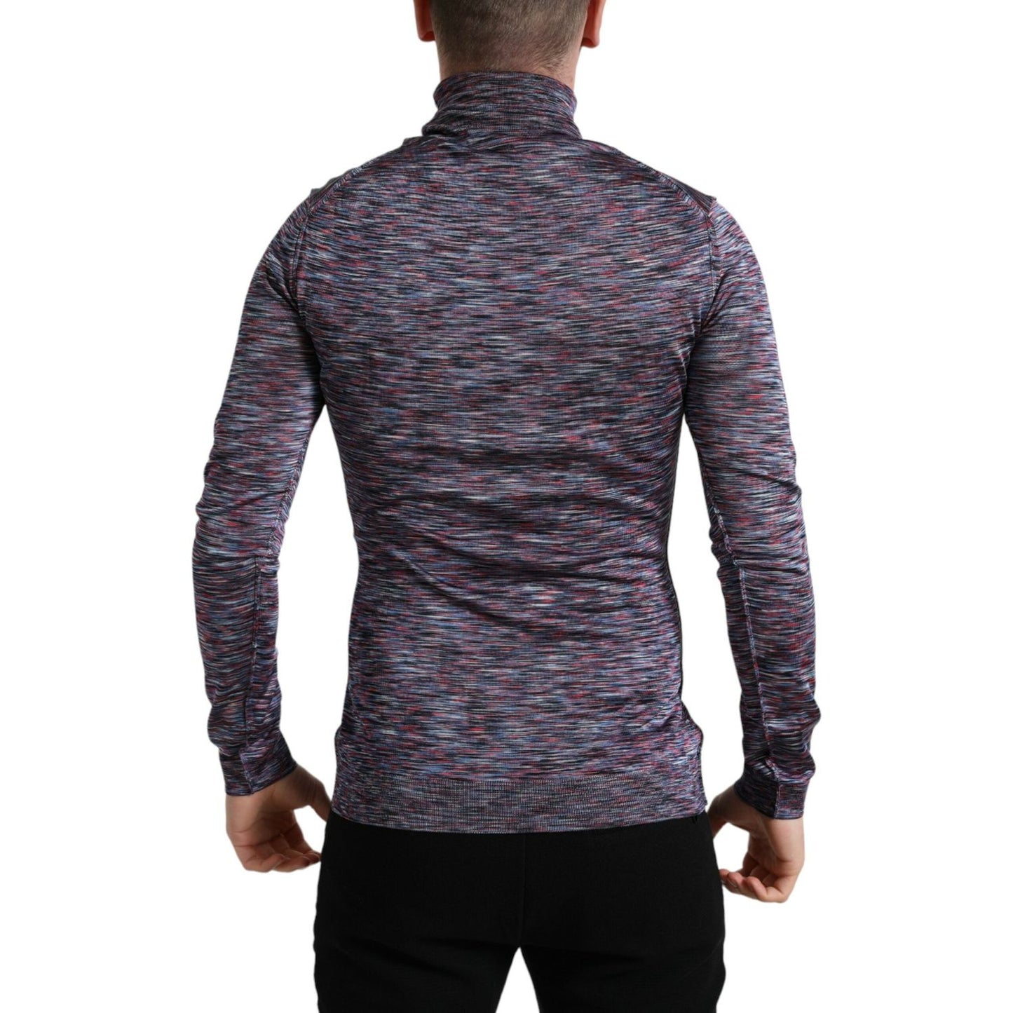 Dolce & Gabbana Blue Purple Turtleneck Pullover Sweater