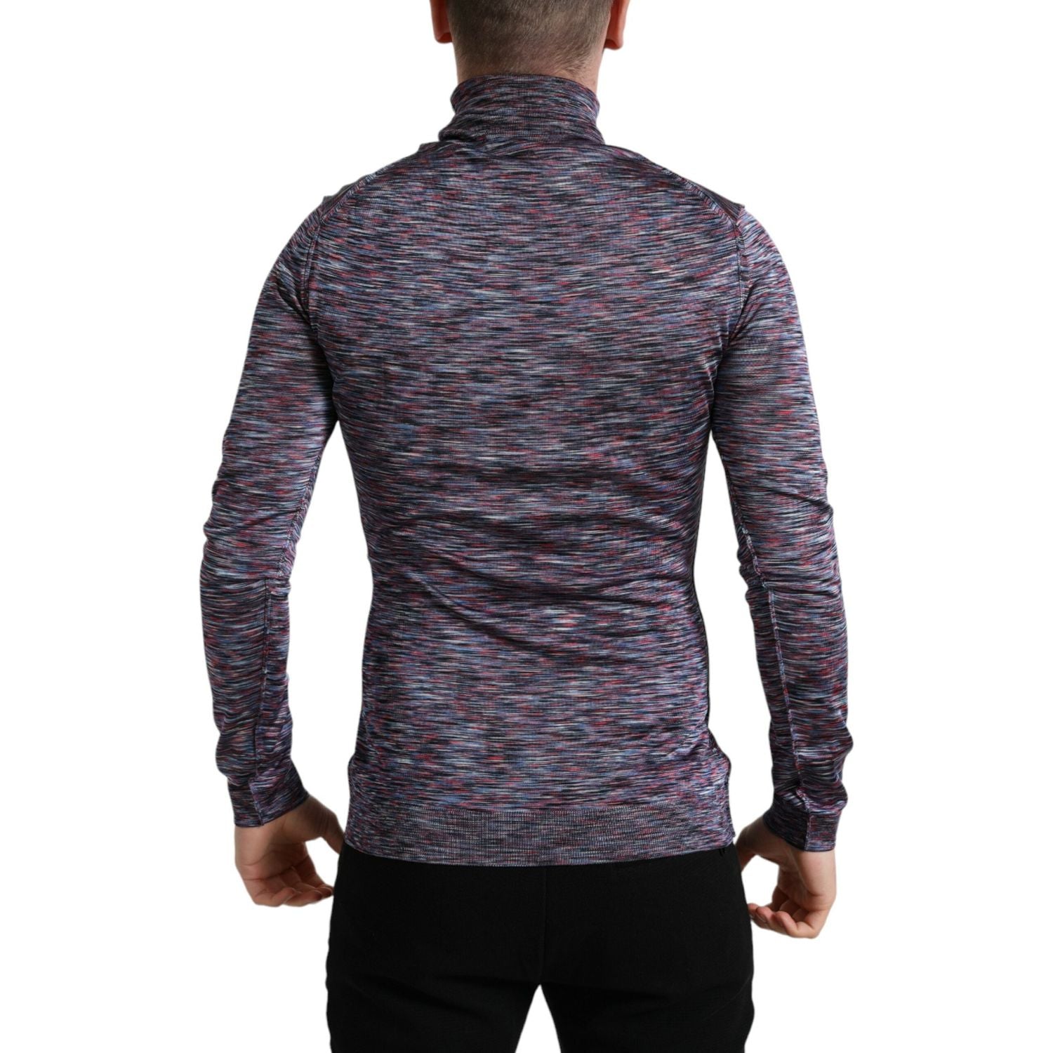 Dolce & Gabbana Blue Purple Turtleneck Pullover Sweater