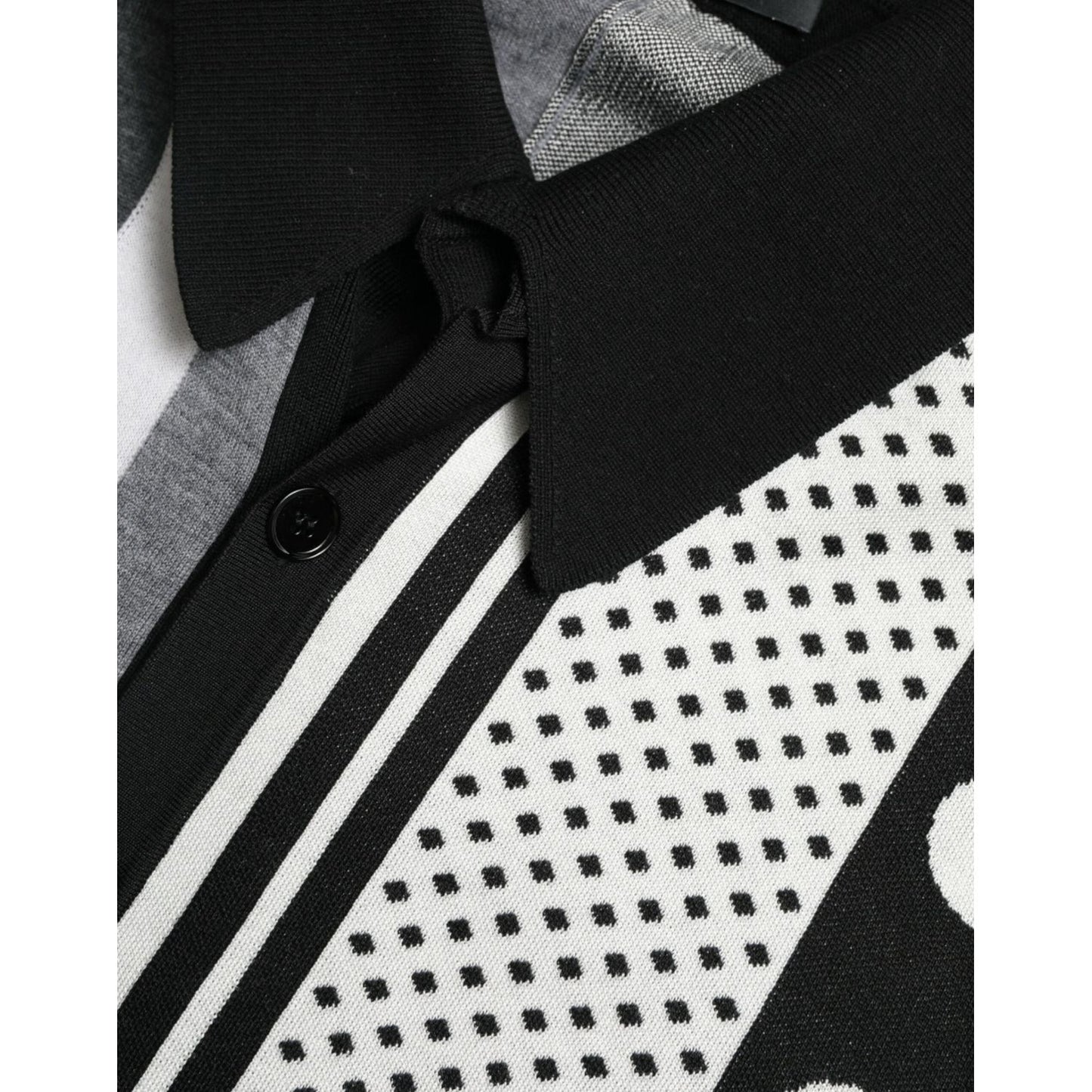 Dolce & Gabbana Black White Jumper Cardigan Polo Sweater Dolce & Gabbana