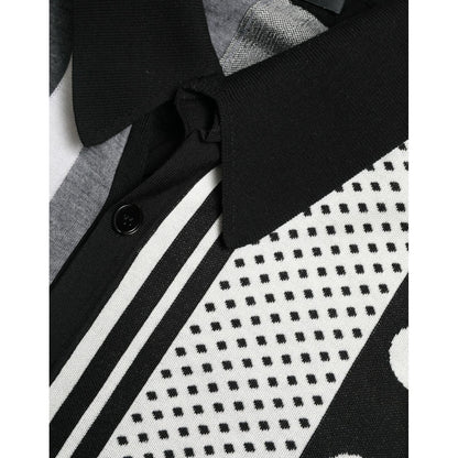 Dolce & Gabbana Black White Jumper Cardigan Polo Sweater Dolce & Gabbana