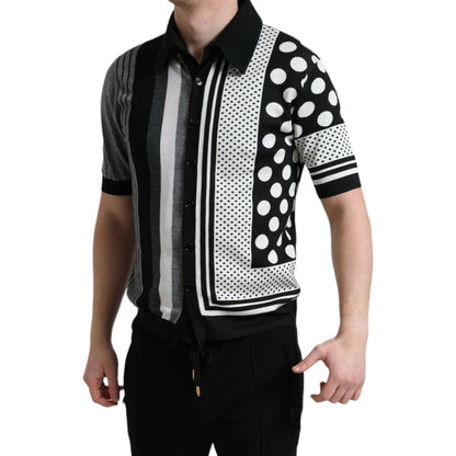 Dolce & Gabbana Black White Jumper Cardigan Polo Sweater Dolce & Gabbana