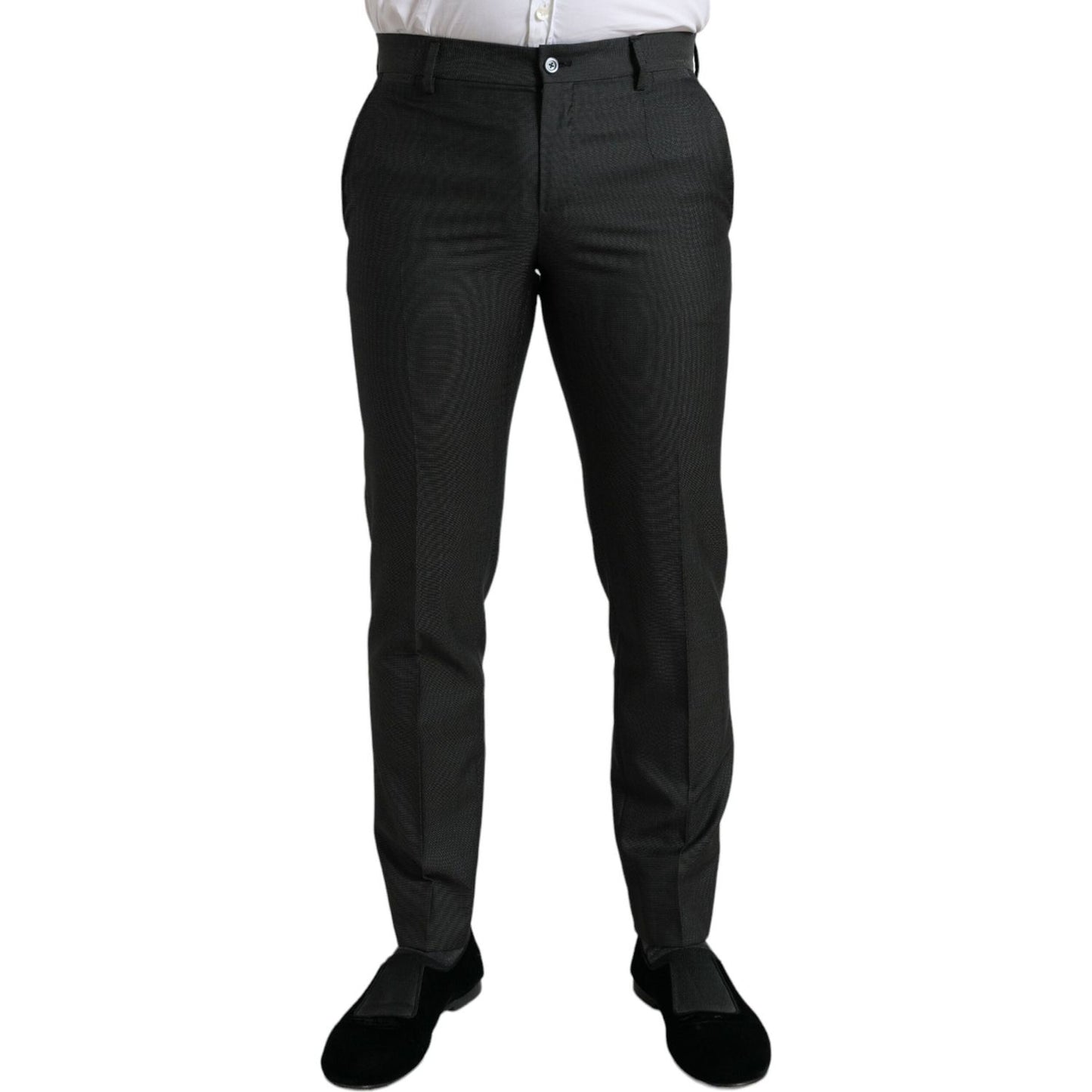 Dolce & Gabbana Dark Gray Stretch Slim Formal Pants Dolce & Gabbana