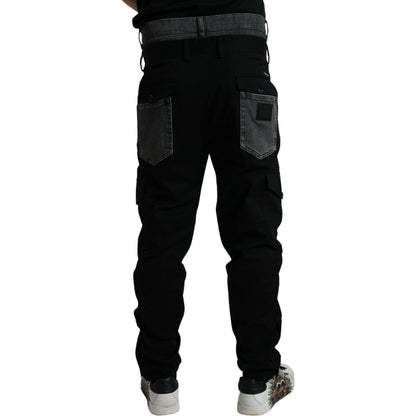 Dolce & Gabbana Black Gray slim Cotton Denim Jeans Dolce & Gabbana