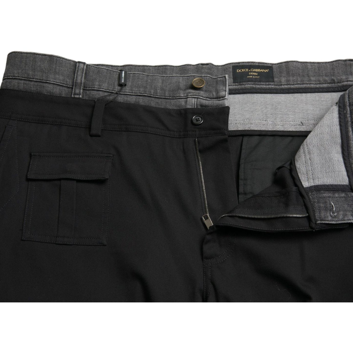 Dolce & Gabbana Black Gray slim Cotton Denim Jeans Dolce & Gabbana