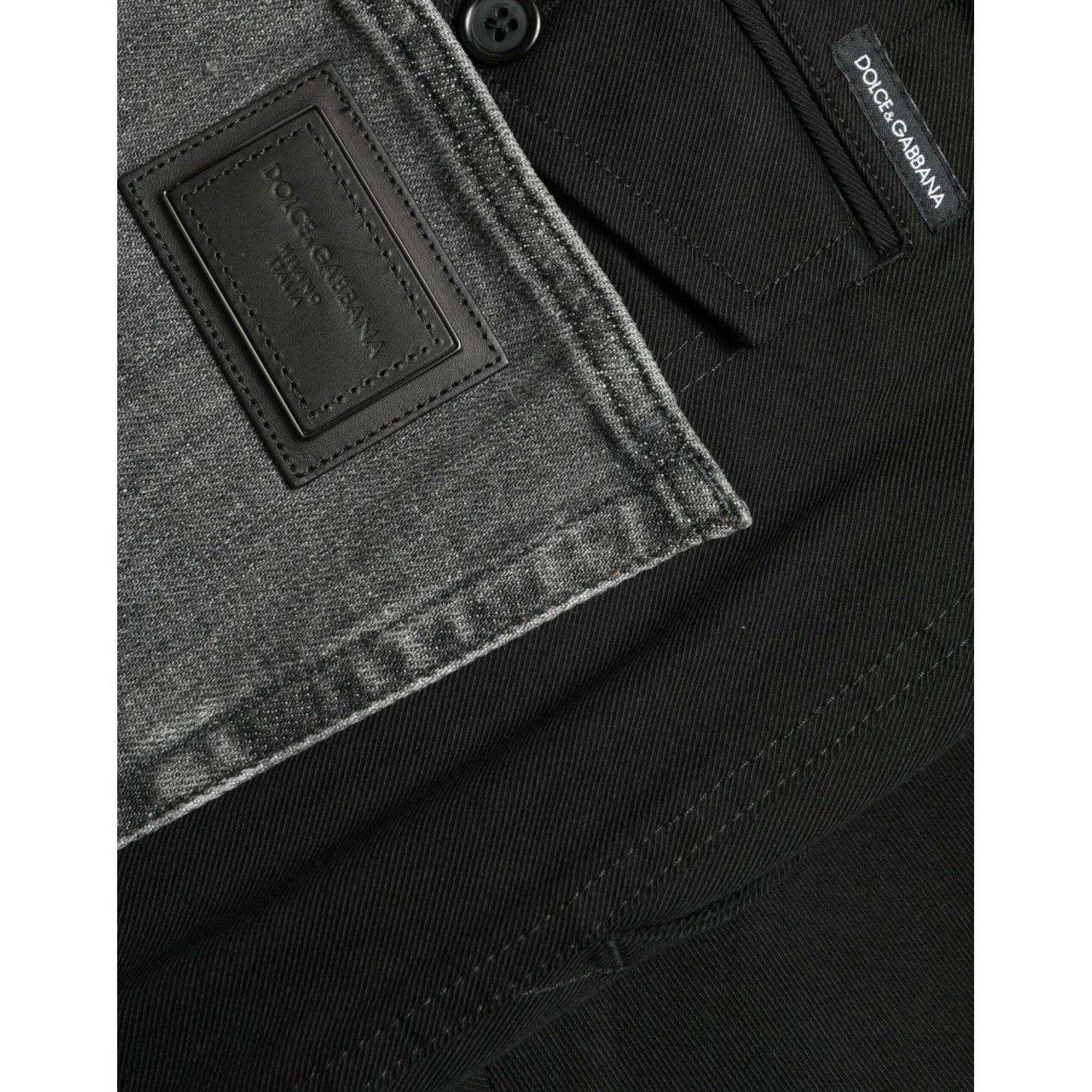 Dolce & Gabbana Black Gray slim Cotton Denim Jeans Dolce & Gabbana