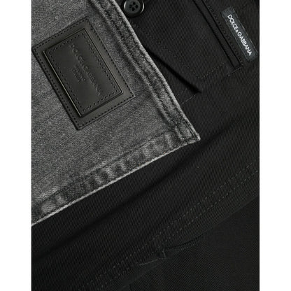 Dolce & Gabbana Black Gray slim Cotton Denim Jeans Dolce & Gabbana